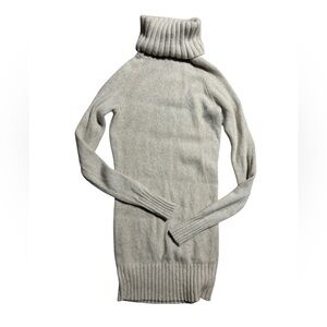 Vintage Theory Cashmere Turtleneck Sweater Cream Oat Long Ribbed Sweater Small